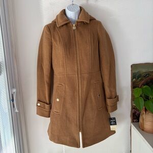 Michael Kors Brown Hooded Trench Coat. Size XXS